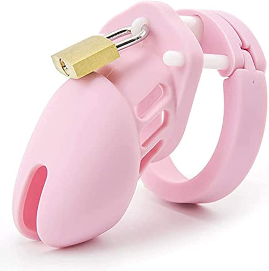Breathable Silicone Chastity Cage for Men, Lightweight, Pink