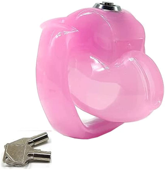 HT-V5 Male Chastity Cock Cage - Safety Lock - BDSM Kit (Pink)