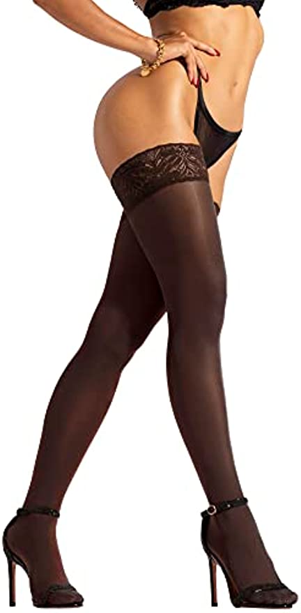 Thigh High Stockings - Opaque Nylons - Lace Garter Stockings
