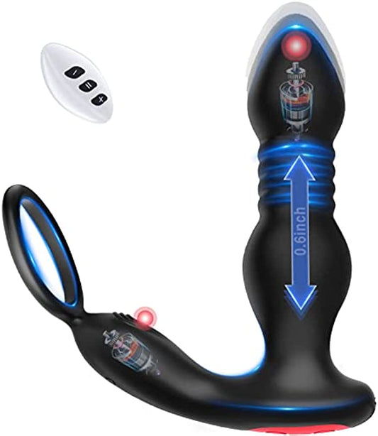 Thrusting Prostate Massager with Vibrating Anal Plug - 7 Modes