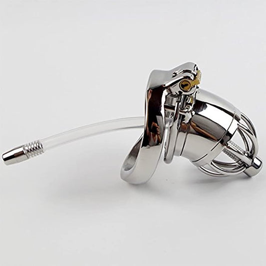 Stainless Steel Chastity Device, Small, with Catheter, 45mm