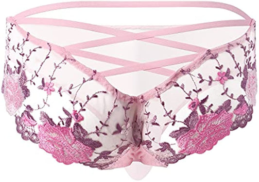 Men's Sissy Lace Bikini Briefs - Cross Back - Low Rise