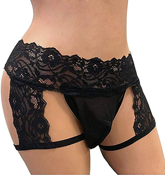 Mens Lace Panties - Sexy Boxer Briefs with Pouch