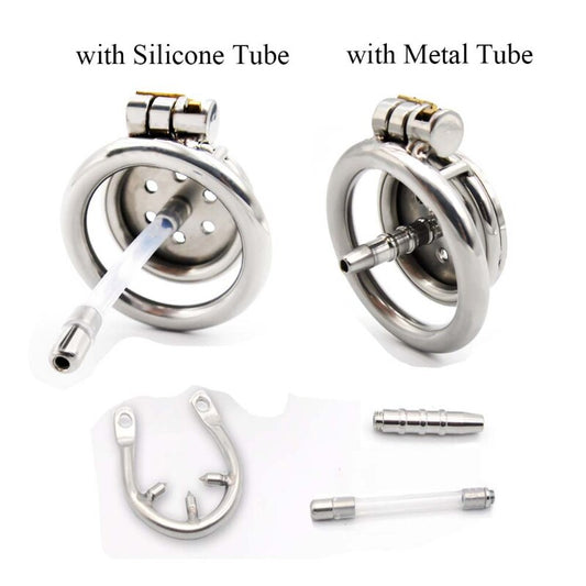 Mini Stainless Steel Flat Chastity Device | Cock Cage with Spikes