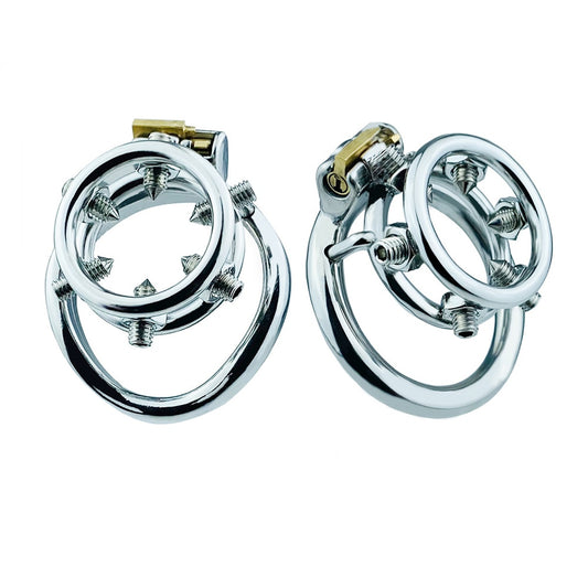 Stainless Steel Cock Cage - Adjustable Spiked Metal Chastity Device